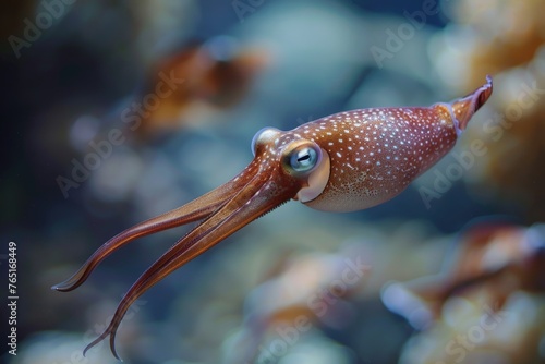 Close up of a cuttlefish in a tank, suitable for marine life illustrations