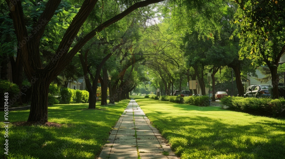 Obraz premium hallway of a beautiful park generative ai