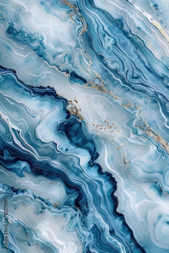 Detailed close up of a blue and white marble surface, suitable for backgrounds and textures