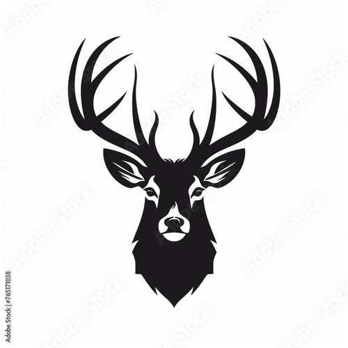 Wildlife Forest Animal Portrait Logo Deer Head with Horns сreated with Generative Ai © Andrii Yablonskyi