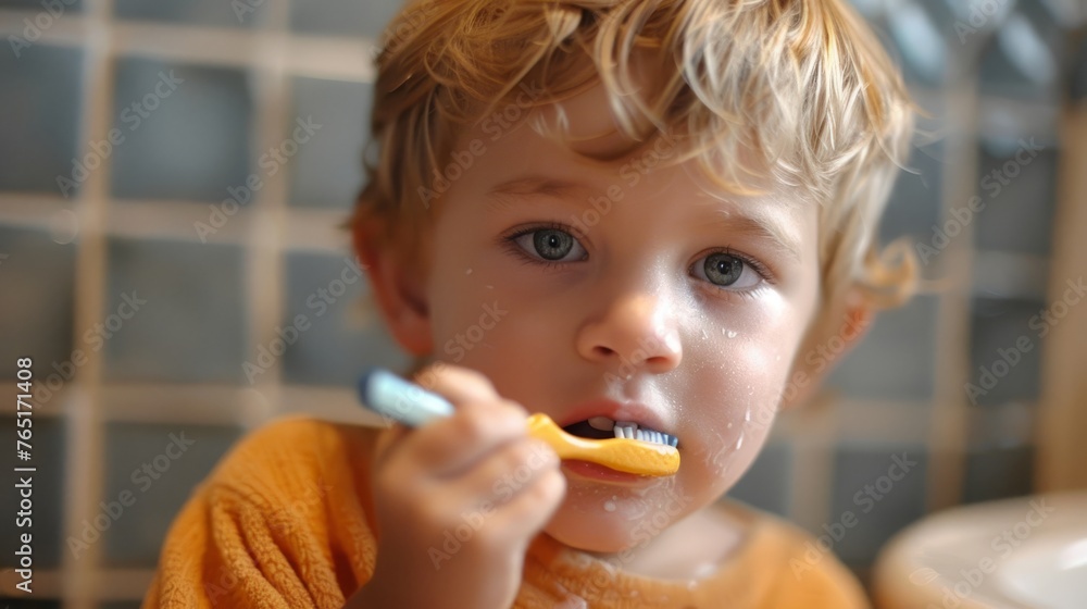 child brushing teeth, oral health concept generative ai child brushing teeth, oral health concept generative ai