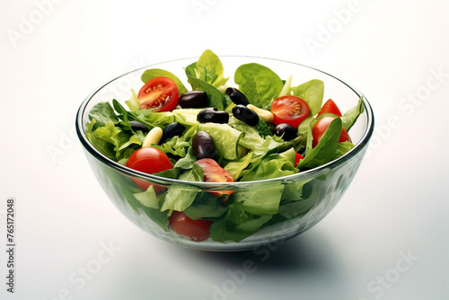 Short food supply chains SFSCs.From garden to plate concept. Fresh salad bowl on white background © Oksana