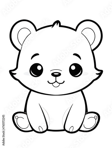 Bear outline white background ai generated 