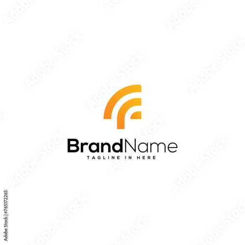letter F with wifi icon logo vector