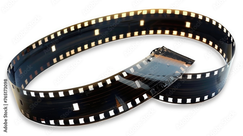 Close up of a film strip on a white surface. Suitable for media and entertainment concepts