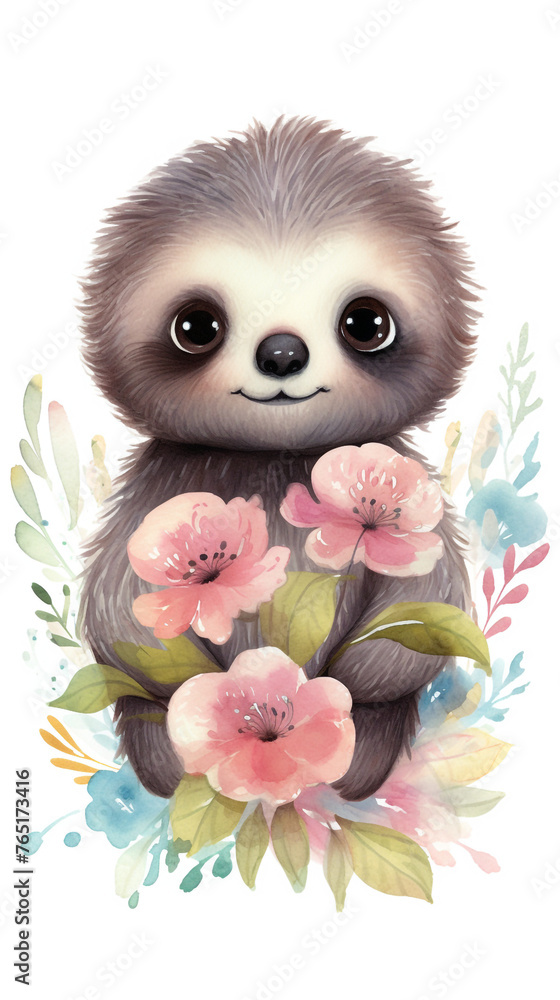 most cute handly drawn boho sea otter illustration sorrounded by water lilies сreated with Generative Ai most cute handly drawn boho sea otter illustration sorrounded by water lilies сreated with Generative Ai