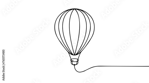 Air balloon shape continuous line drawing. Air balloon minimalist trendy line art. Contour vector illustration.
