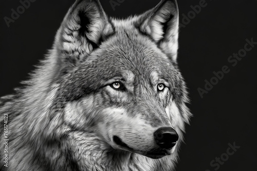 Portrait of a wolf in black and white © Dragan