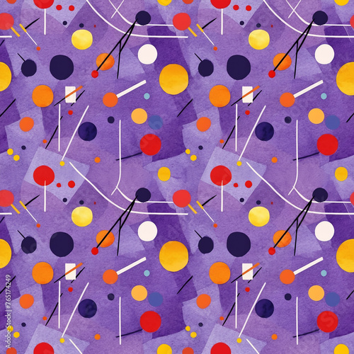 Seamless abstract watercolor chaotic geometric pattern