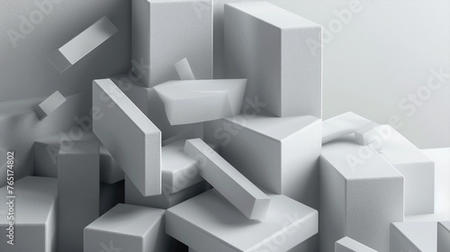 Abstract white geometric background  3d render illustration  square shape. 3d render abstract white geometric background  AI Generated. Beautiful simple AI generated image in 4K  unique.