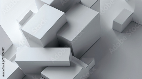 White and Grey Background with Pale Geometric Shapes sculpture straight business.. Beautiful simple AI generated image in 4K, unique.
