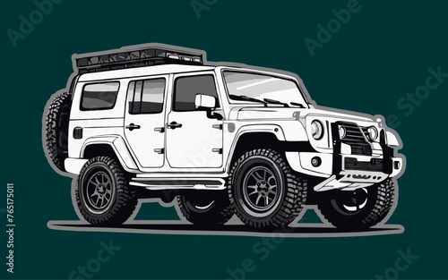 Adventure offroad overland SUV vector, Adventure offroad overland SUV in the mountain vector
