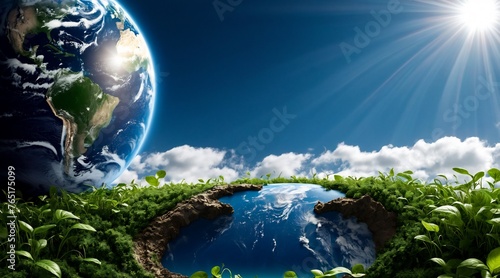 earth day concept, save the world, globe on moss, globe and forest, eco-friendly, planet earth, nature background, 8k © P.W-PHOTO-FILMS
