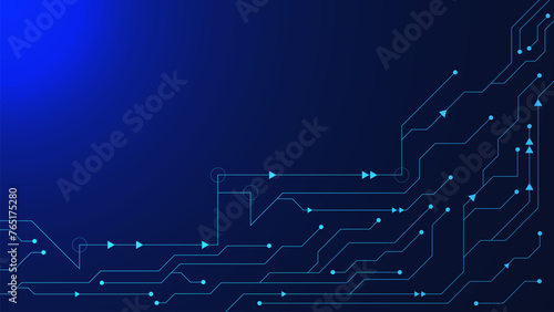 Abstract futuristic circuit board for high computer technology and hi-tech digital technology concept on dark blue background.