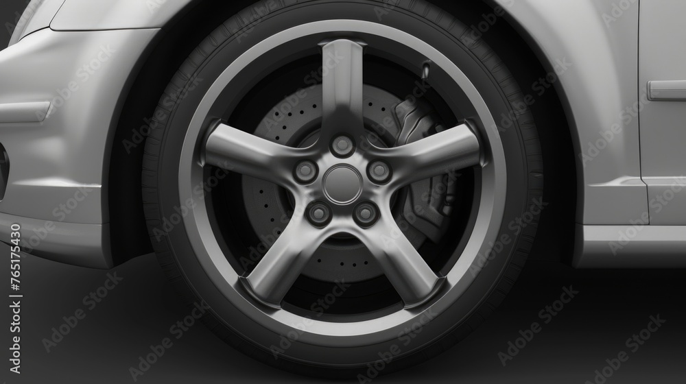 Detailed view of a tire on a car. Suitable for automotive industry use