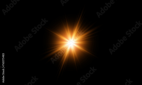 Beautiful optical lens flare effect Golden sun light