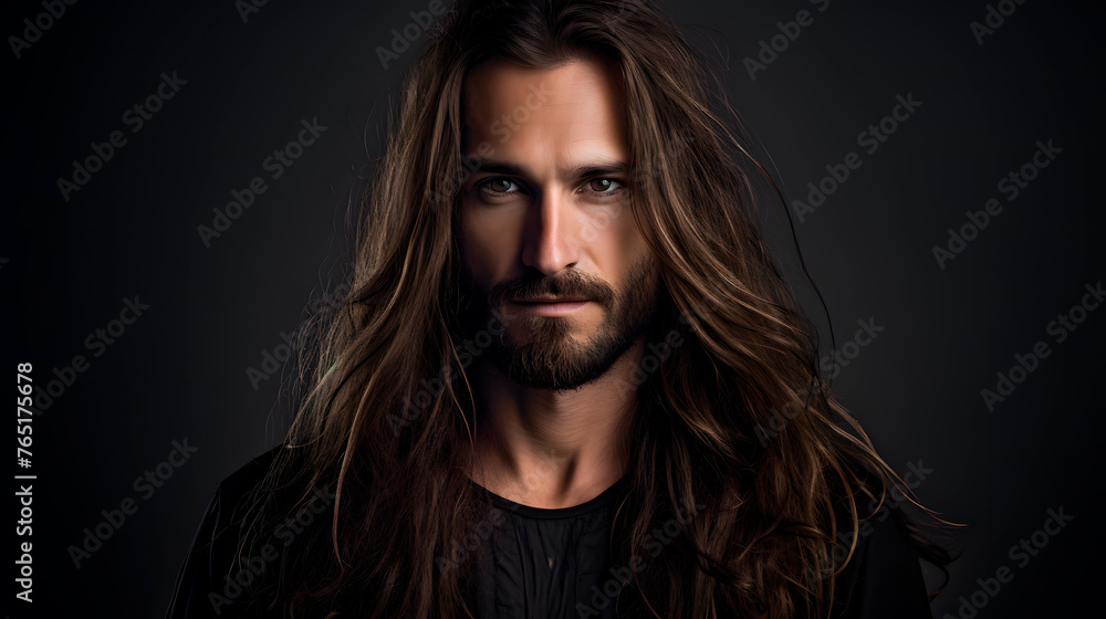 long haired man looking at camera, portrait of long haired man long haired man looking at camera, portrait of long haired man