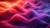Abstract space design with waves of pink and purple tones on a dark base, incorporating glowing particles