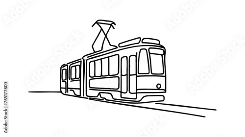 A tram one continuous line illustration.