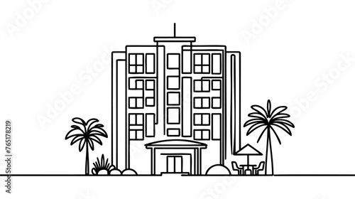 Continuous one line building. Vintage building isolated on a white background. Business concept. Vector illustration