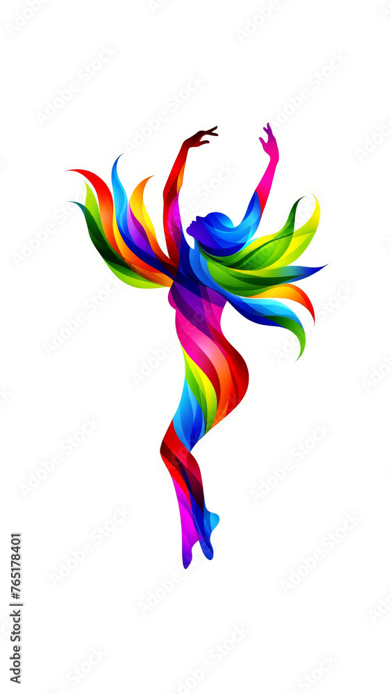 Abstract Colorful Dance Silhouette Artistic Flow