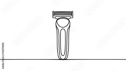 Vector continuous one single line drawing icon of shaving razor in silhouette on a white background. Linear stylized.