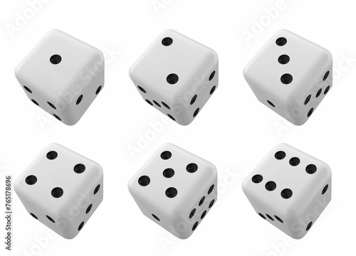Playing Dice 3D Realistic Vector White Cube With Different Number Dots From 1 6 Casino Game Gambling