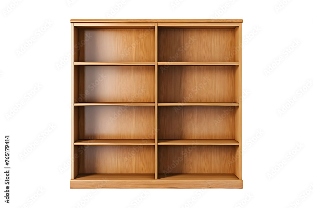 Modern empty wooden Bookshelf (PNG) isolated on transparent background Modern empty wooden Bookshelf (PNG) isolated on transparent background