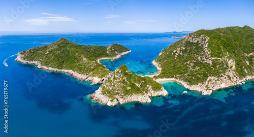 Obraz na płótnie Aerial view of the Porto Timoni beach on the island of Corfu w salonie