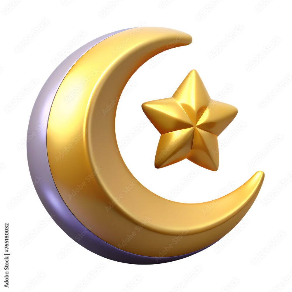 crescent moon and star 3d illustration crescent moon and star 3d illustration