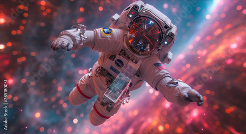 Astronaut on the background of sparkling abstraction © ЮРИЙ ПОЗДНИКОВ