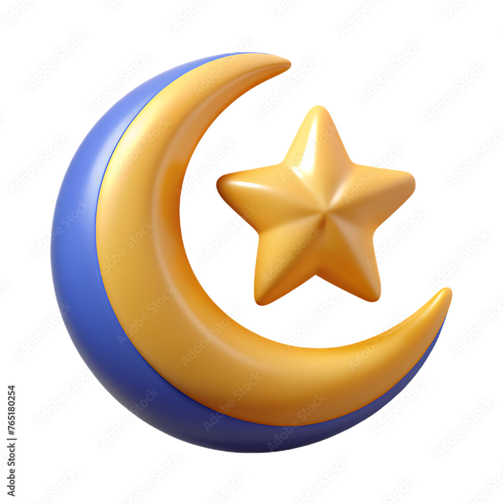crescent moon and star 3d illustration crescent moon and star 3d illustration