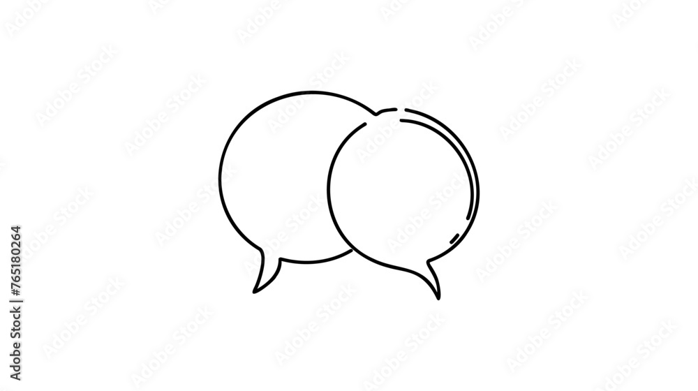 Continuous one line drawing of speech bubble, Black and white graphics vector minimalist linear illustration made of single line. Continuous one line drawing of speech bubble, Black and white graphics vector minimalist linear illustration made of single line.