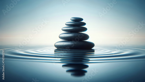 Zen Stones on Calm Water Minimalist Serenity