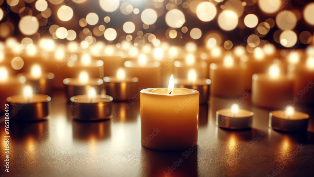 Serene Candlelight with Soft Focus and Bokeh Background Serene Candlelight with Soft Focus and Bokeh Background