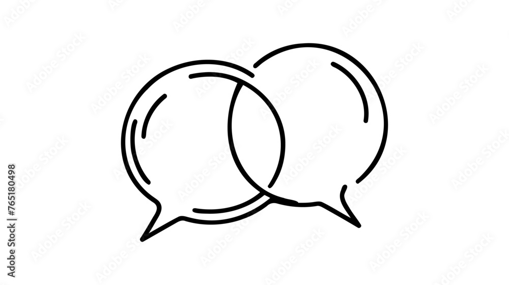 Continuous one line drawing of speech bubble, Black and white graphics vector minimalist linear illustration made of single line. Continuous one line drawing of speech bubble, Black and white graphics vector minimalist linear illustration made of single line.