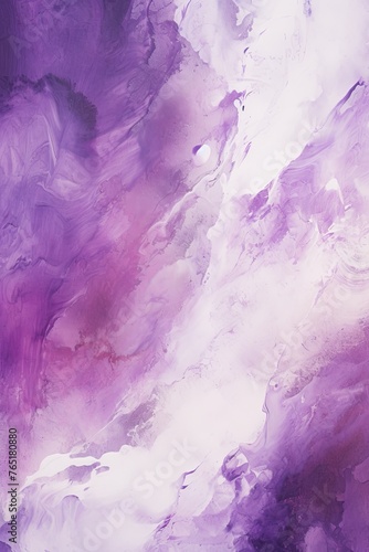 Purple and white painting with abstract wave patterns