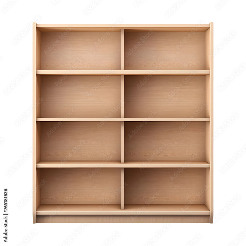 Modern Empty Bookshelf (PNG) isolated on transparent background Modern Empty Bookshelf (PNG) isolated on transparent background