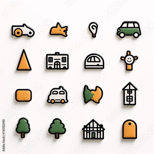 Set of travel and transportation icons on white background. Vector illustration.