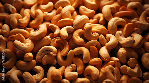 Food photography, fresh cashew nuts seamless background