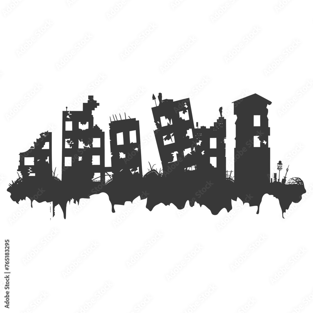 silhouette abandoned buildings black color only silhouette abandoned buildings black color only