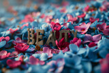 Colorful petals forming the word 