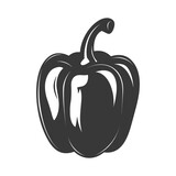 Silhouette Bell Pepper or Paprika sliced black color only