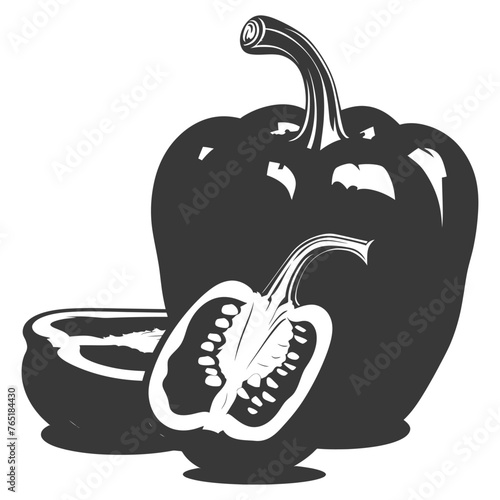 Silhouette Bell Pepper or Paprika sliced black color only