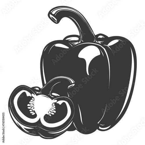 Silhouette Bell Pepper or Paprika sliced black color only