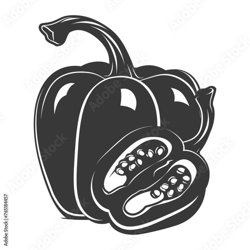 Silhouette Bell Pepper or Paprika sliced black color only