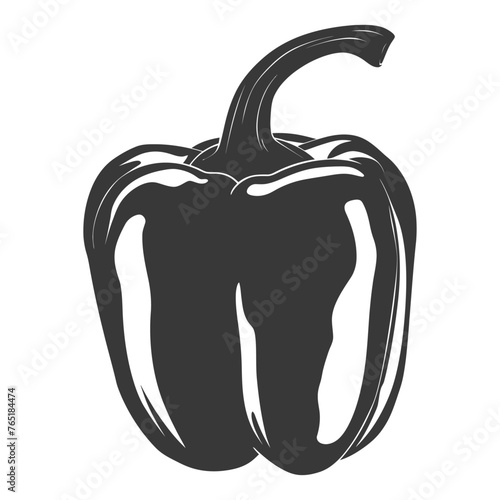 Silhouette Bell Pepper or Paprika sliced black color only