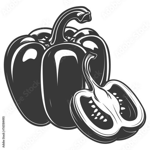 Silhouette Bell Pepper or Paprika sliced black color only