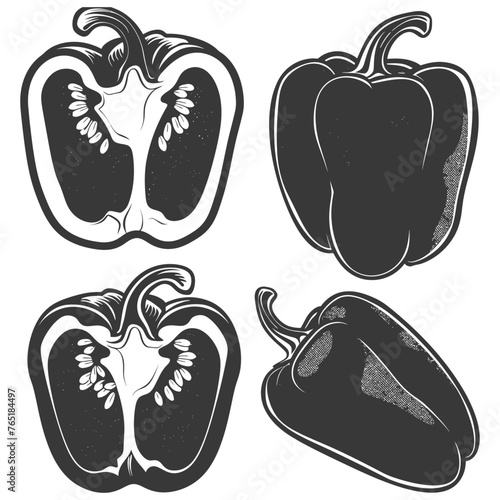 Silhouette Bell Pepper or Paprika sliced black color only