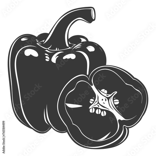 Silhouette Bell Pepper or Paprika sliced black color only
